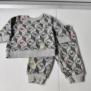 Weeplay Baby Outfit Sneaker Print Sweatshirt Pants Set Gray 3/6M‎